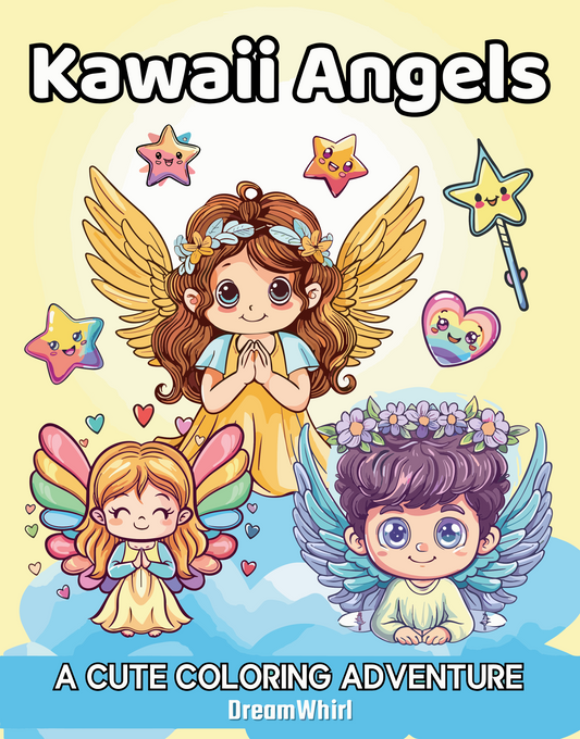 Kawaii Angels:A Cute Coloring Adventure featuring Adorable Little Angels